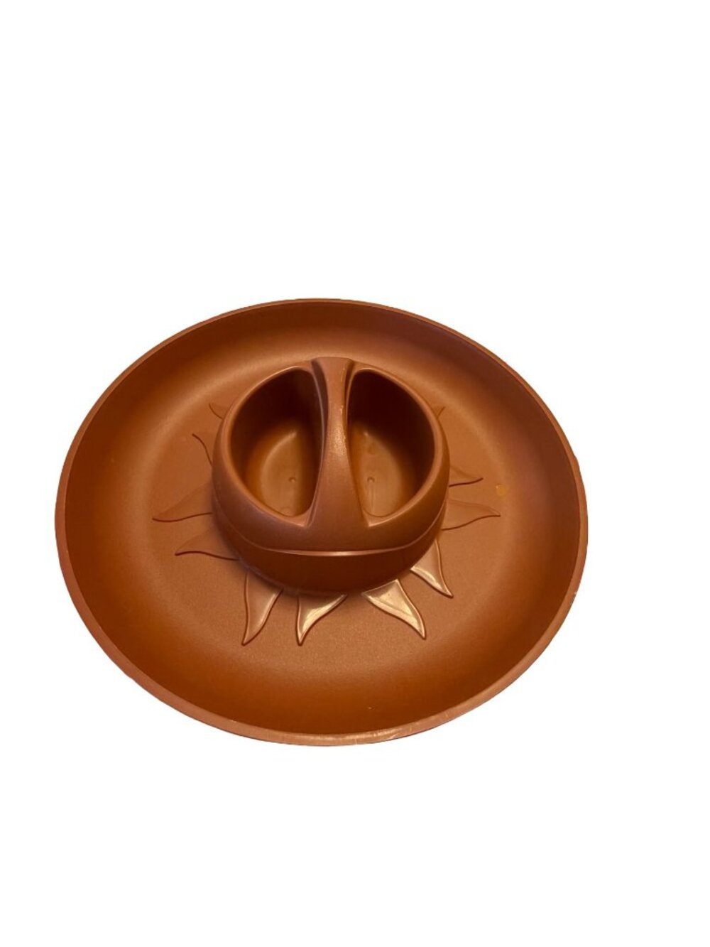 Nordic Ware Chip & Dip Server Brown Sunburst Vintage Microwave Safe Snack Tray U